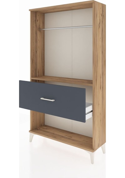 Arges Dolap Tek Raflı Tek Çekmeceli Tek Askılı 88x30x163 Çam-antrasit Atlas Çam