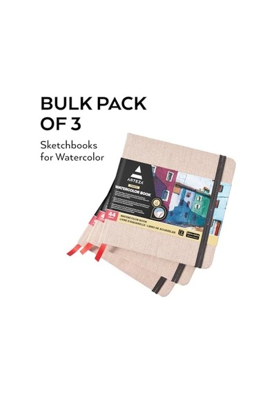 Arteza Suluboya Eskiz Defteri, 3'lü Paket, Her Biri 88 Sayfa, 13,5 X 12,5 Cm, Bej Suluboya Kitabı, Ciltli Kapak 110lbs/230 Gsm Suluboya Defter