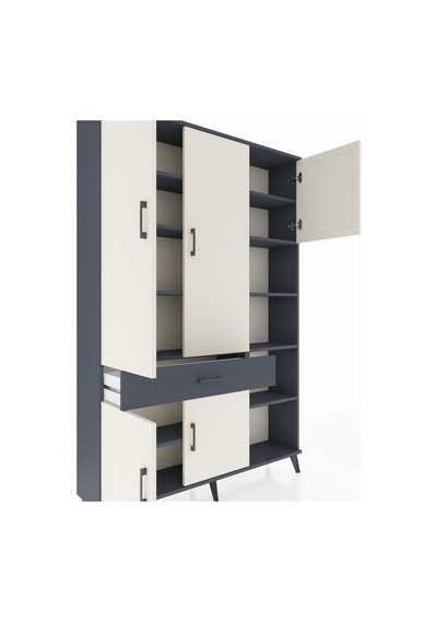Arges Dolap 10 Raflı Tek Çekmeceli 5 Kapaklı 132x30x195 Antrasit-aytaşı/antrasit Aytası/antrasıt Arges Dolap 10 Raflı Tek Çekmeceli 5 Kapaklı 132x30x195 Antrasit-aytaşı/antrasit Aytası/antrasıt