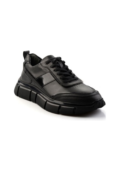 Bambi Siyah Hakiki Deri Erkek Sneaker E01958179203 Siyah