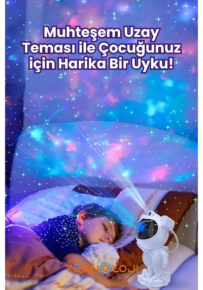 Gece Lambası Yıldız Projektör Astronot Işıklı Galaksi Samanyolu Projeksiyon Kumandalı Diğer 91072022