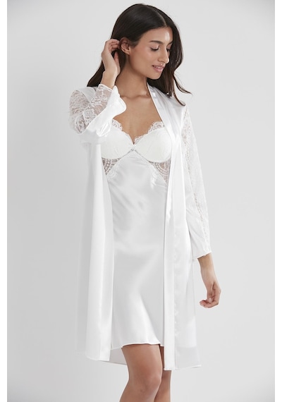 Pierre Cardin Saten Dantelli Gecelik Ve Sabahlık Takımı - 4025 001