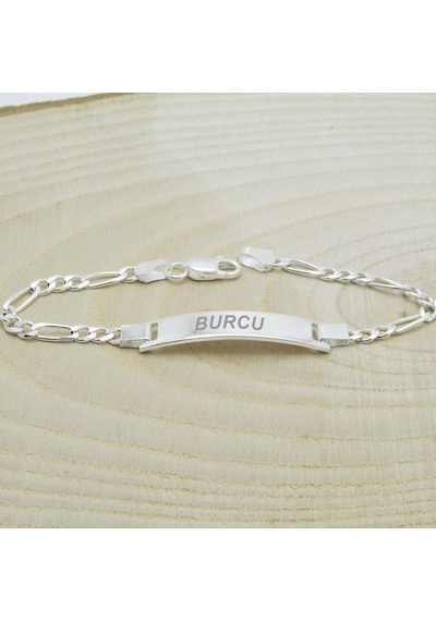 İsim Yazılı Gümüş Bebek Künye Çocuk Bileklik  Csb01