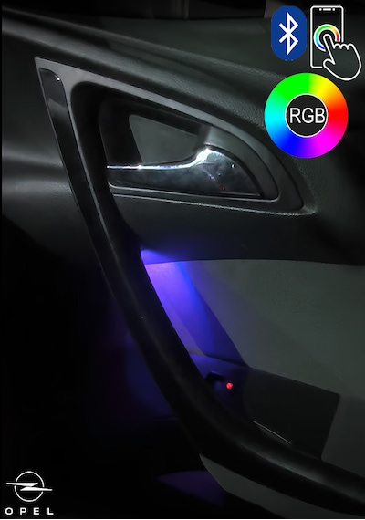 Opel Astra J Rgb Iç Kapı Led Ambiyans Aydınlatma 128 Renk App Kontrolü Uygulama İle Kontrol Edilebilir
