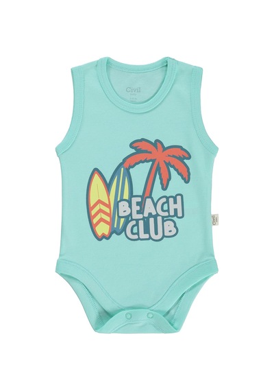 Civil Baby Palmiye Baskılı 2'li Set 3-18 Ay Çıtçıtlı Badi - Mercan-mint