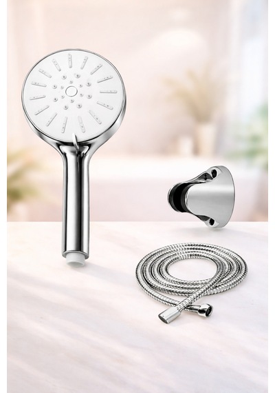 Krom Beyaz Duş Başlığı Seti Banyo Duş Başlığı Gri Eva Diğer
