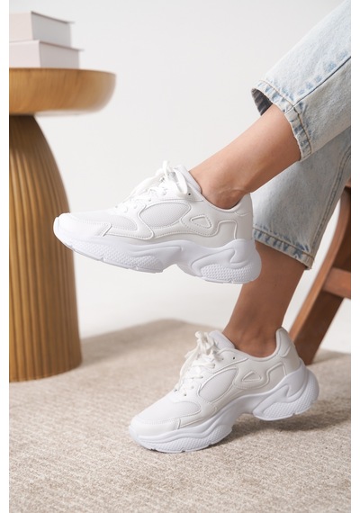 Daxtors Garantili D1152 Günlük Ortopedik Kadın Sneaker Spor Ayakkabı Beyaz