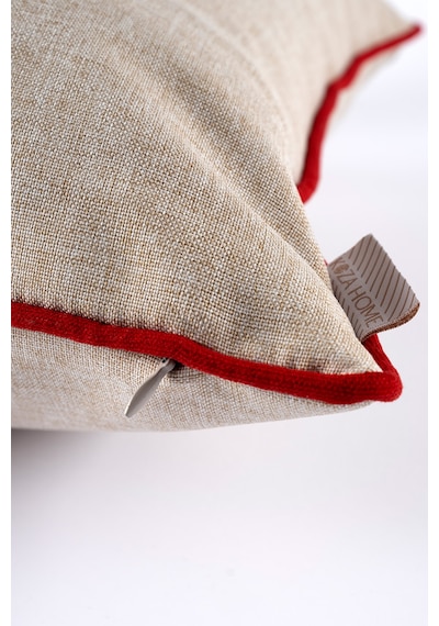 Xmas Bej Nakşlı Biyeli Kırlent Kılıfı 45x45 2550 Bej