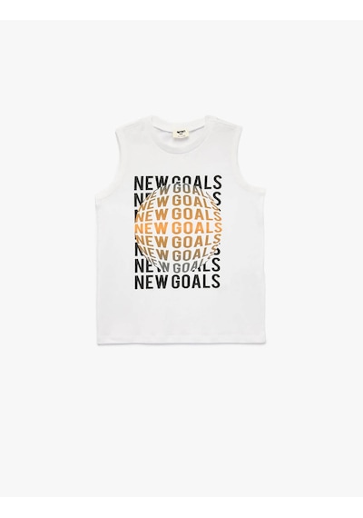 Koton Baskılı Beyaz Erkek Çocuk Kolsuz T-shirt 6skb30009tk