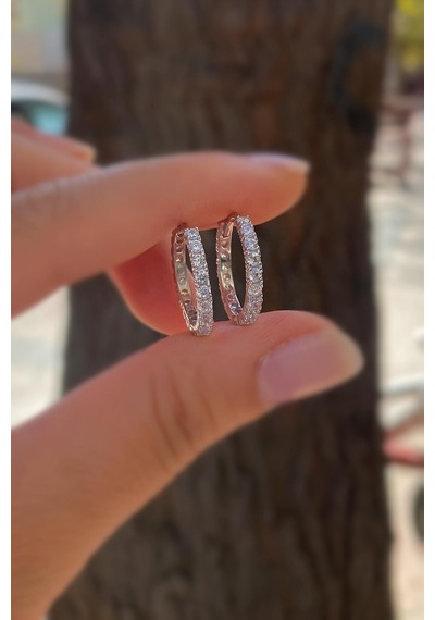 Gümüş İç Çapı 15 Mm 2 Mm Taşlı Halka Küpe Diğer