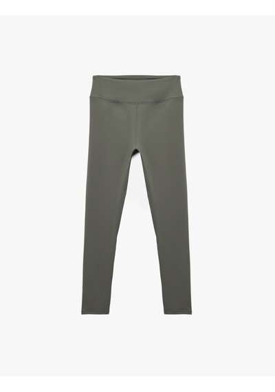 Koton Yüksek Bel Slim Fit Dikiş Detaylı Spor Tayt Haki 6wak40256nk Haki