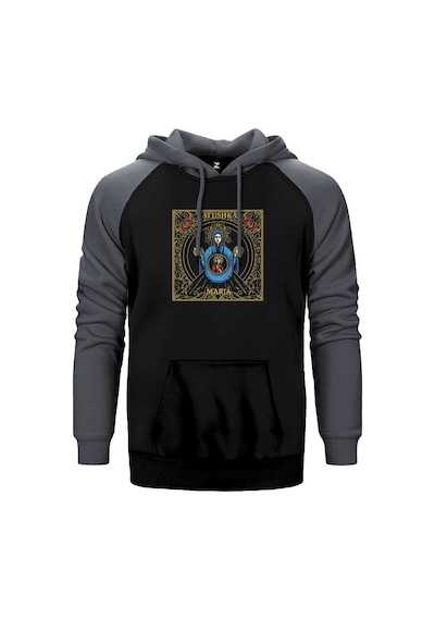 Batushka Raskol Design Gri Renk Reglan Kol Kapşonlu Sweatshirt Gri