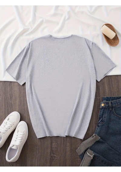 Uyguntarz Unisex Smile Baskılı Tasarım Tshirt Gri