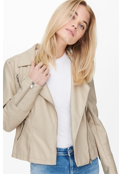 Only Onlgemma Faux Leather Bıker Otw Noos Bej