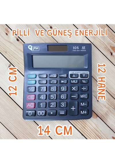 12x14 Cm 12 Haneli Pilli Ve Güneş Enerjili Hesap Makinesi Tax Mevcut Masaüstü Hesap Makinası Çok Renkli