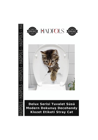 Delux Serisi Tuvalet Süsü Modern Dokunuş Decohandy Klozet Etiketi Stray Cat