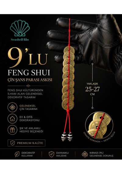 9 Lu Feng Shui Çin Şans Parası Askısı Geleneksel Dekoratif Süs Yaklaşık 25-27 Cm 1 Adet
