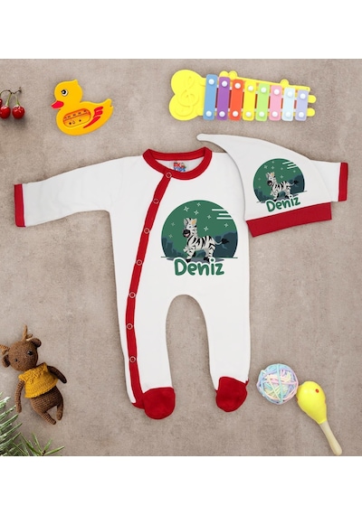 Bk Kids Kişiye Özel Bebek Kıyafeti, Bebek Giyim Hediyesi, Tulum Zıbın Ve Kukuletalı Şapka Seti-18 Çok Renkli