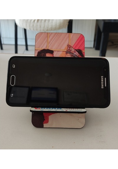 Kara Bilişim Kişiye Özel Fotoğraf Baskılı Ahşap Telefon Tutucu