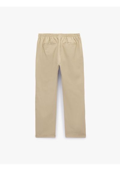 Koton Slim Fit Keten Karışımlı Cepli Beli Lastikli Bağcıklı Pantolon Bej 6sam40169hw Ekru