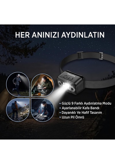 Sfl3153/93 5w Led 220 Lümen Hareket Sensörlü Çift Butonlu Acil Durum Çakarlı Şarjlı Hafif Kamp Ve Kafa Lambası