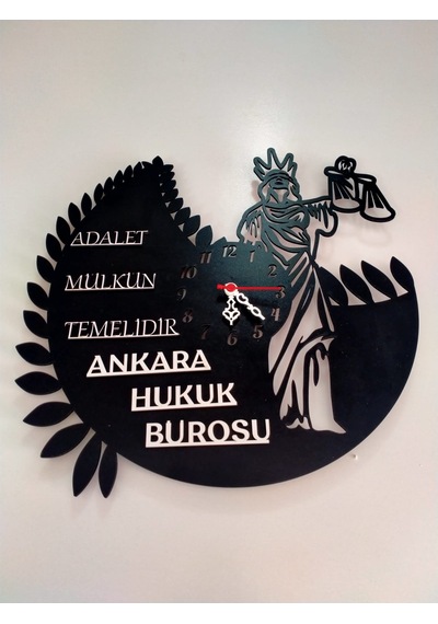 Adalet,avukat,hukuk Bürosu,adliye İçin Duvar Saati Kişiye Özel Siyah