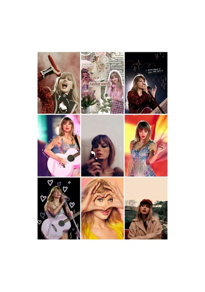 Taylor Swift 3 No Tasarımlı Desenli 9' Lu Fotokart Seti