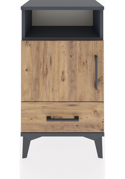 Arges Komodin 3 Raflı Tek Kapaklı 44x30x80 Antrasit-çam Antrasit