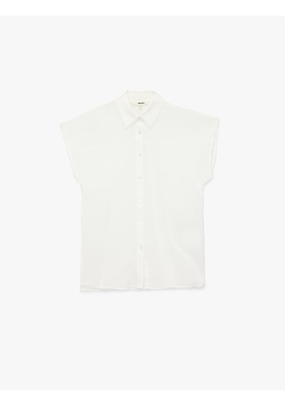 Koton Regular Fit Viskon Kumaş Kolsuz Gömlek Kırık Beyaz 5sak60183ew Ekru