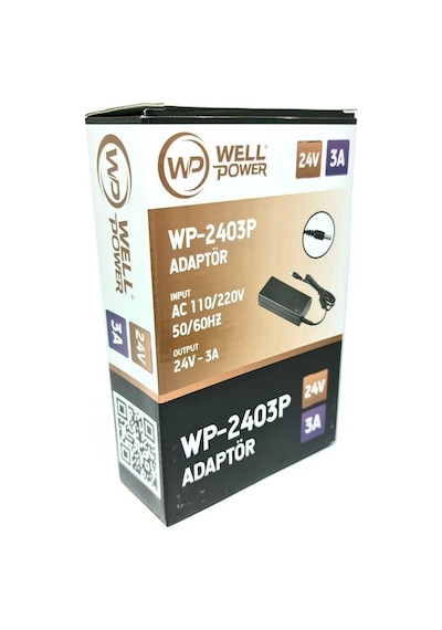 Wellpower 24Volt 3Amper Plastik Kasa Adaptör 24V 3A