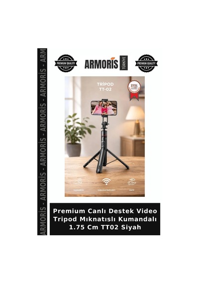 Premium Canlı Destek Video Tripod Mıknatıslı Kumandalı 1.75 Cm Tt02 Siyah