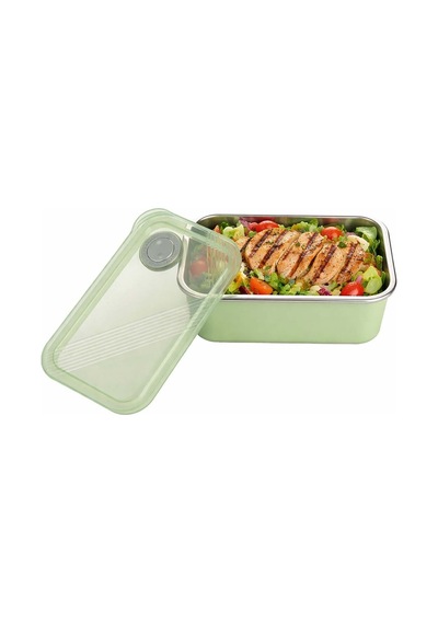 Paslanmaz Çelik Vakumlu Saklama Kabı,fırın Ve Kek Kabı 1300 Ml - Tarih Ayarlı Yeşil - 893820016 Yeşil