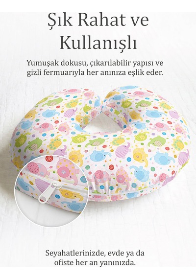Renkli Sevimli Kaplumbağa Desenli Boyun Yastığı - Pastel Pembe Yeşil Mavi Seyahat Yastığı Doygun Fırtına Keten