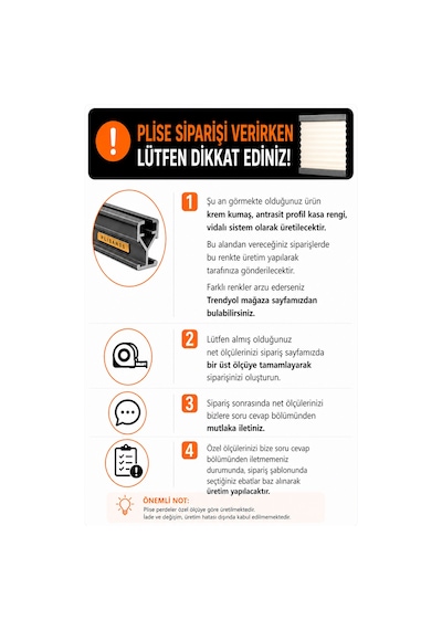Plise Perde Krem Kumaş + Antrasit Profil Kasa Cam Balkon Perdesi
