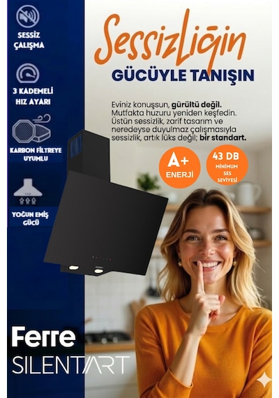 Afm Tech Ve Ferre A2 Sessiz Vitro Elektrikli Siyah D077-SA + FC-07 + FM7700 Ankastre Set