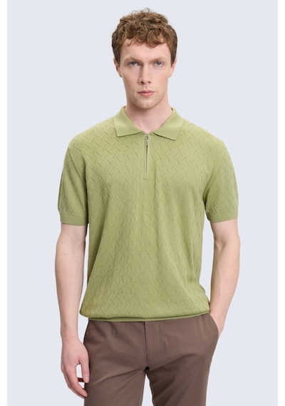 Hatemoğlu Haki Regular Fit Polo Yaka Pamuklu Tişört