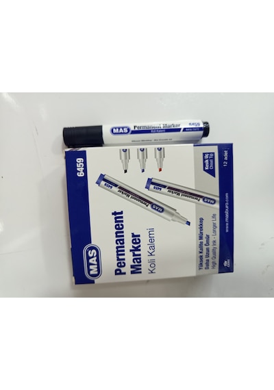 Mas Permanent Marker Koli Kalemi Kesik Uç Siyah 6459 12'li Kutu