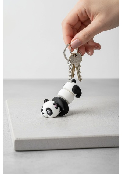 Panda Figürlü Hareketli Anahtarlık