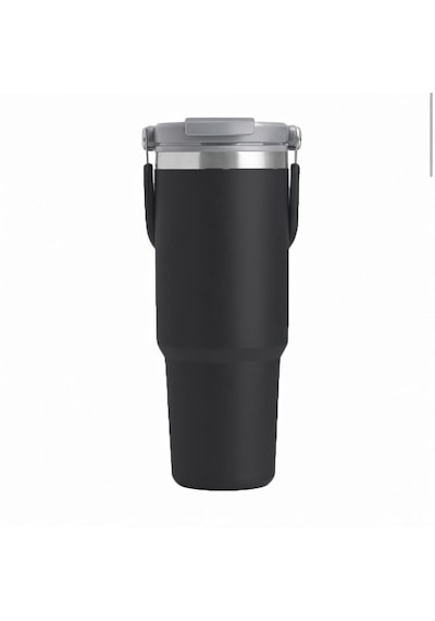 Microcase 900ml Pipetli El Tutacaklı Paslanmaz Çelik Termos Mug - Al5722 Siyah