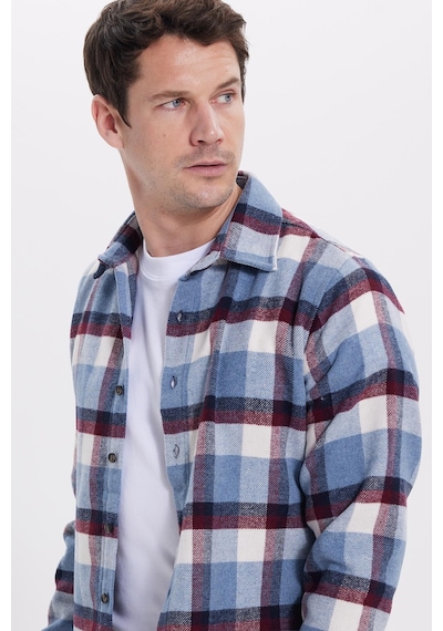 Tudors Erkek Slim Fit Dar Kesim Kareli Kışlık Oduncu Gömlek-42207 Mavi Tudors Erkek Slim Fit Dar Kesim Kareli Kışlık Oduncu Gömlek-42207 Mavi