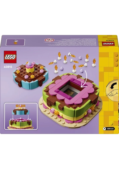 LEGO® Doğum Günü Pastası 40815 – 7 Yaş ve Üzeri Çocuklar için Mum İçeren Dekoratif Oyuncak Yapım Seti (219 Parça)