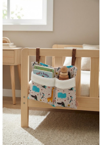Pratik Askılı Organizer Bebek Arabası Beşik Kenar Fluffy Organizer Animal