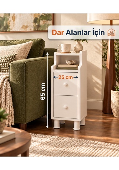 Çok Amaçlı Modern Yan Sehpa Organizer Yatak Odası Komodin 25cm Ahşap Görünümlü Ev Tamamlayıcı Beyaz - Beyaz Çok Amaçlı Modern Yan Sehpa Organizer Yatak Odası Komodin 25cm Ahşap Görünümlü Ev Tamamlayıcı Beyaz - Beyaz