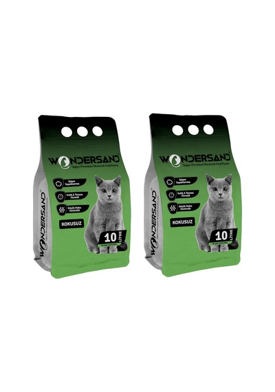 Kokusuz Naturel İnce Tane Topaklanan Kedi Kumu 10 Lt X 2 Adet