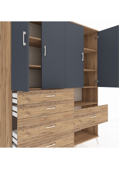 Hyperion Gardrop 7 Raflı 6 Çekmeceli 4 Kapaklı 176x44x221 Çam-antrasit/çam Antrasit/çam Hyperion Gardrop 7 Raflı 6 Çekmeceli 4 Kapaklı 176x44x221 Çam-antrasit/çam Antrasit/çam
