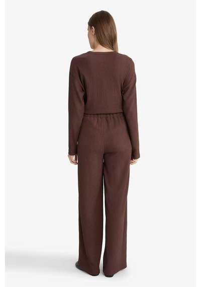 Defacto Straight Fit Düz Paça Bürümcük Pantolon C0200ax25aubn539 Kahve