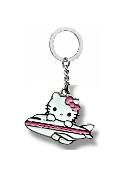 Hello Kitty Pembe Uçak Figürlü Anahtarlık Sevimli Ve Renkli Metal Aksesuar