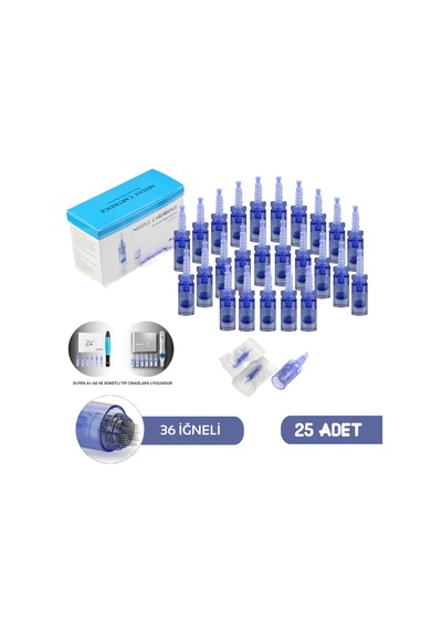 Dr.Pen Dermapen İğnesi 25 Adet - 36 İğneli A6 ve Klipsli Cihaz