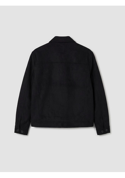 LC Waikiki Lcw Vision Siyah Regular Fit Gömlek Yaka Erkek Süet Mont New Blakız Çocuk