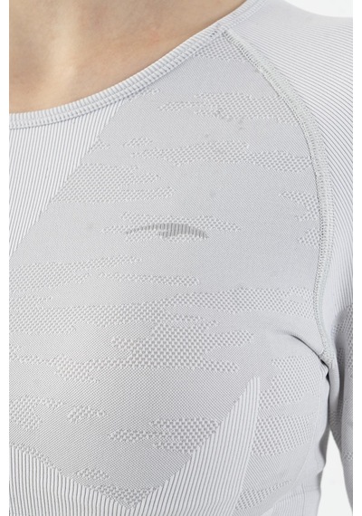 Maraton Active Slimfit Kadın Bisiklet Yaka Uzun Kol Fitness Ekru Crop Top 816013 Ekru